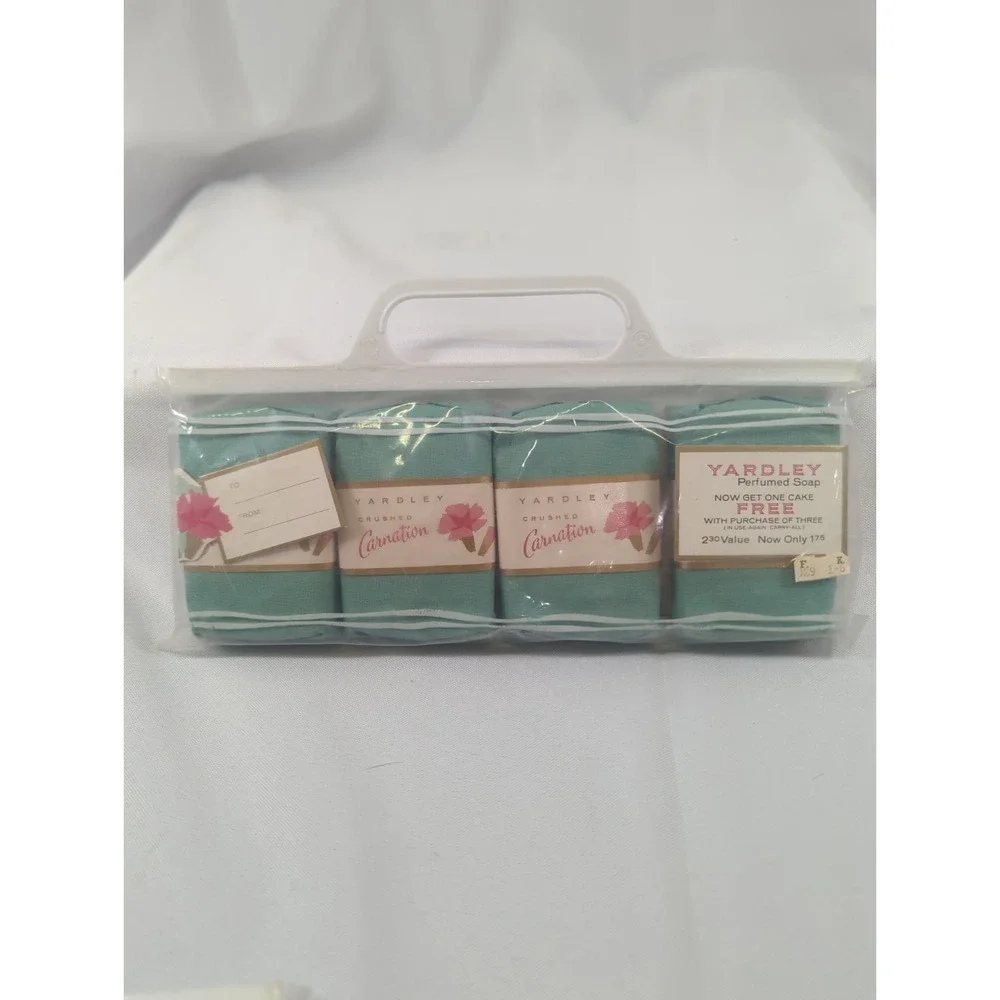 Vintage Yardley Crushed Carnation Soap 3 oz MCM Mint 4 Bars in Pkg